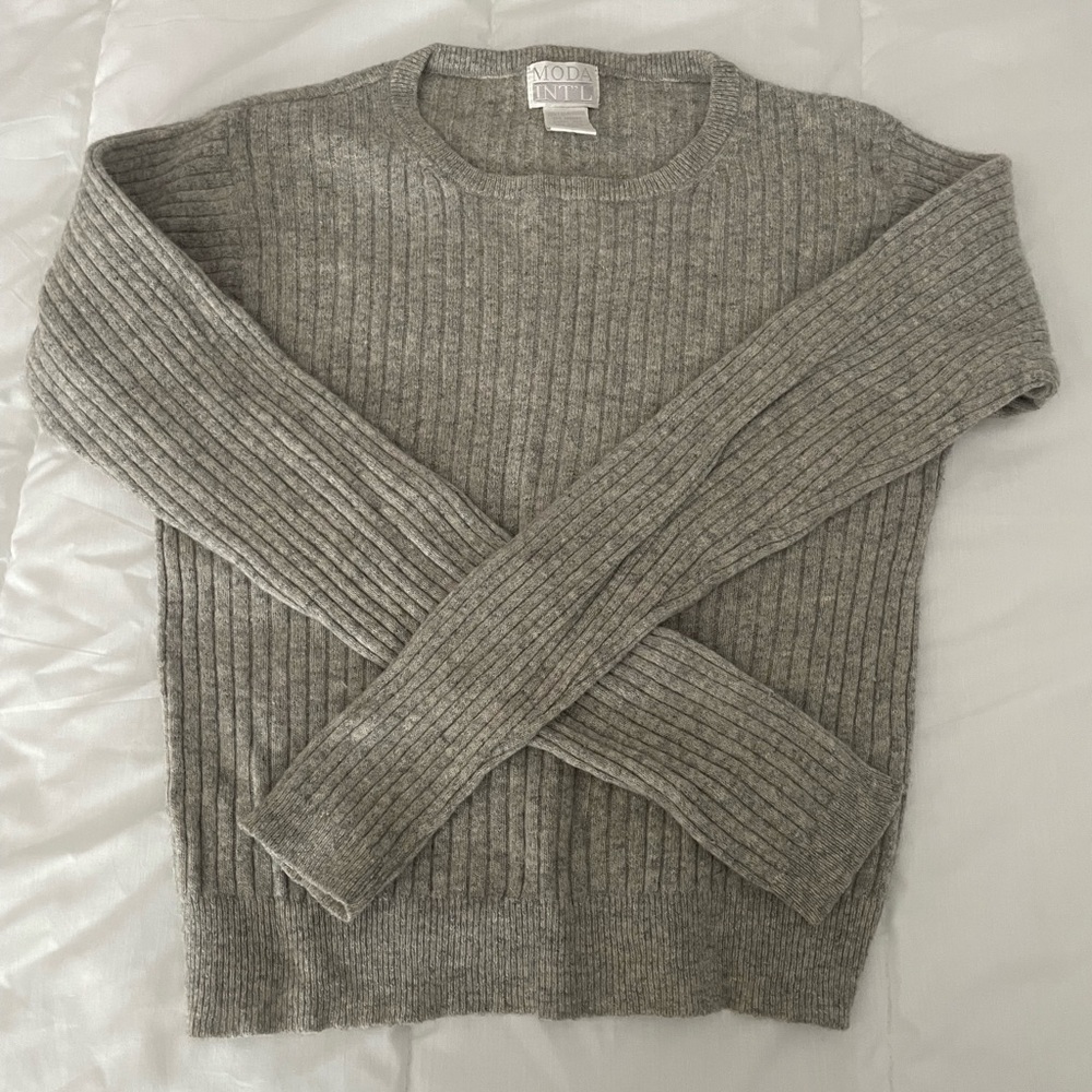 Moda International Gray Ribbed Sweater - Picture 2 of 4